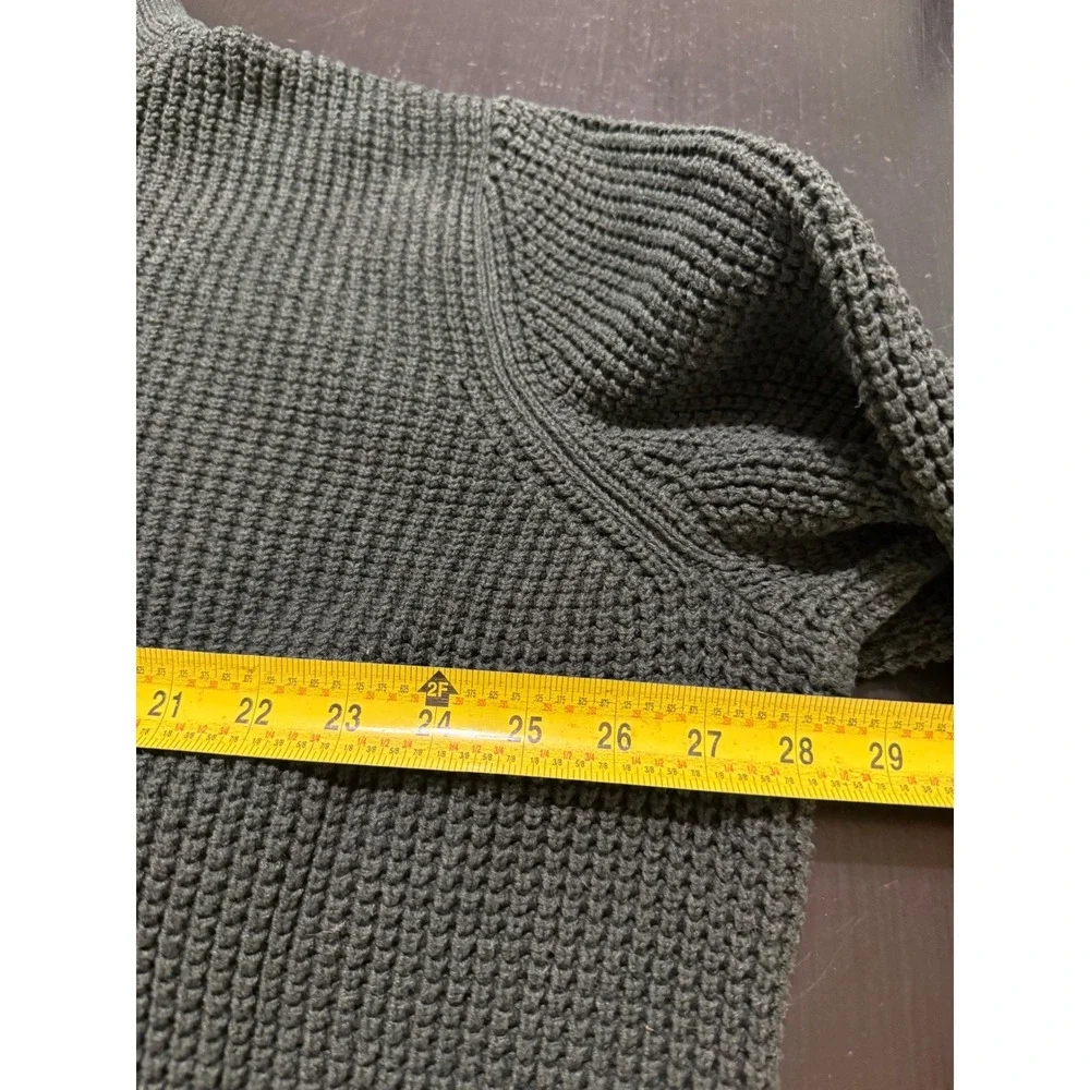 LL Bean Mens XXXL Green Organic Cotton Waffle Knit Quarter Zip Sweater 508120